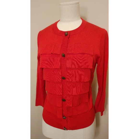 Crimson Oscar de la Renta Cardigan - Picture 6 of 8